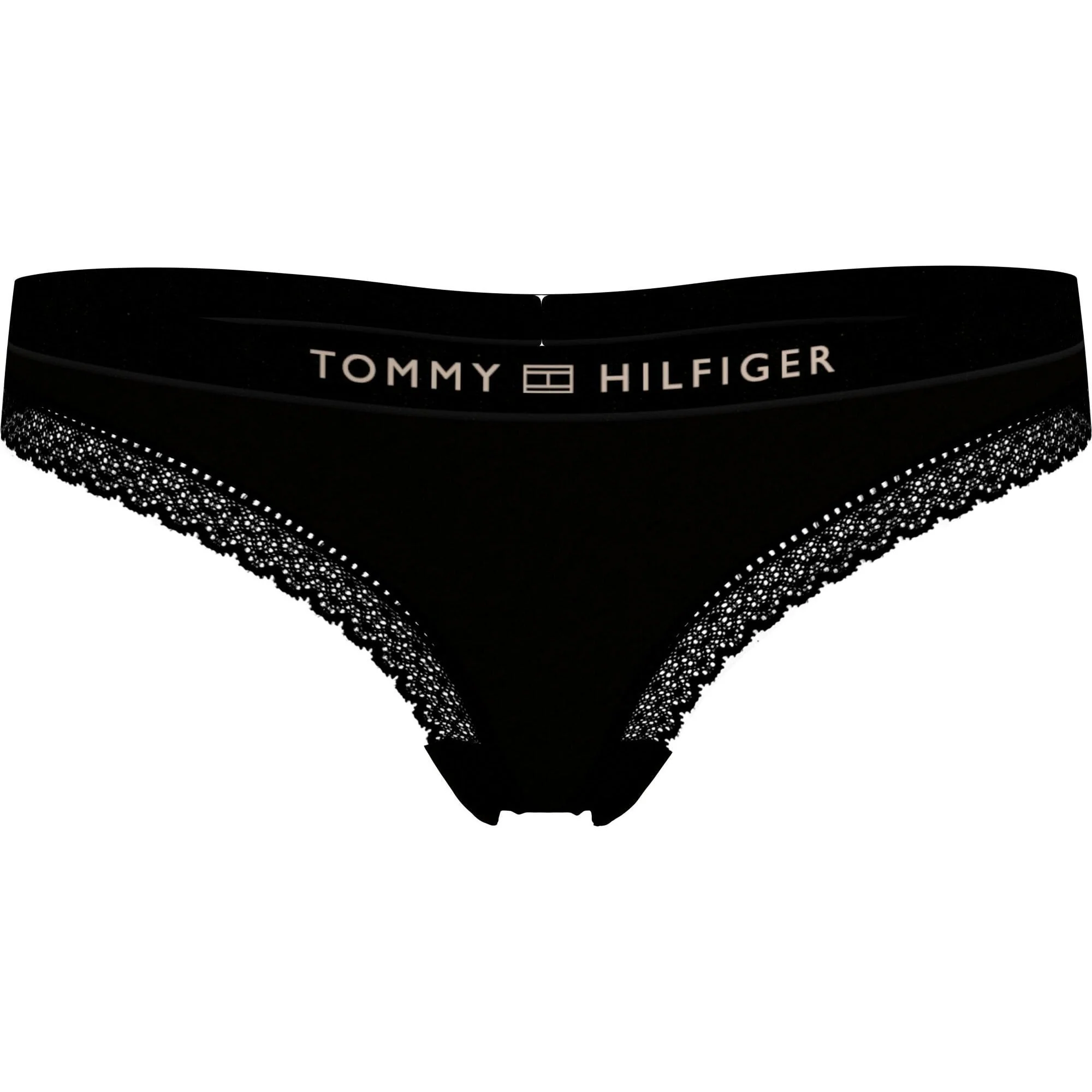 TH Tonal Logo Lace Thong, Black