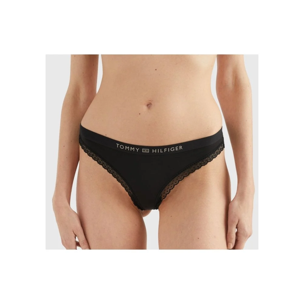 TH Tonal Logo Lace Thong, Black - Image 3