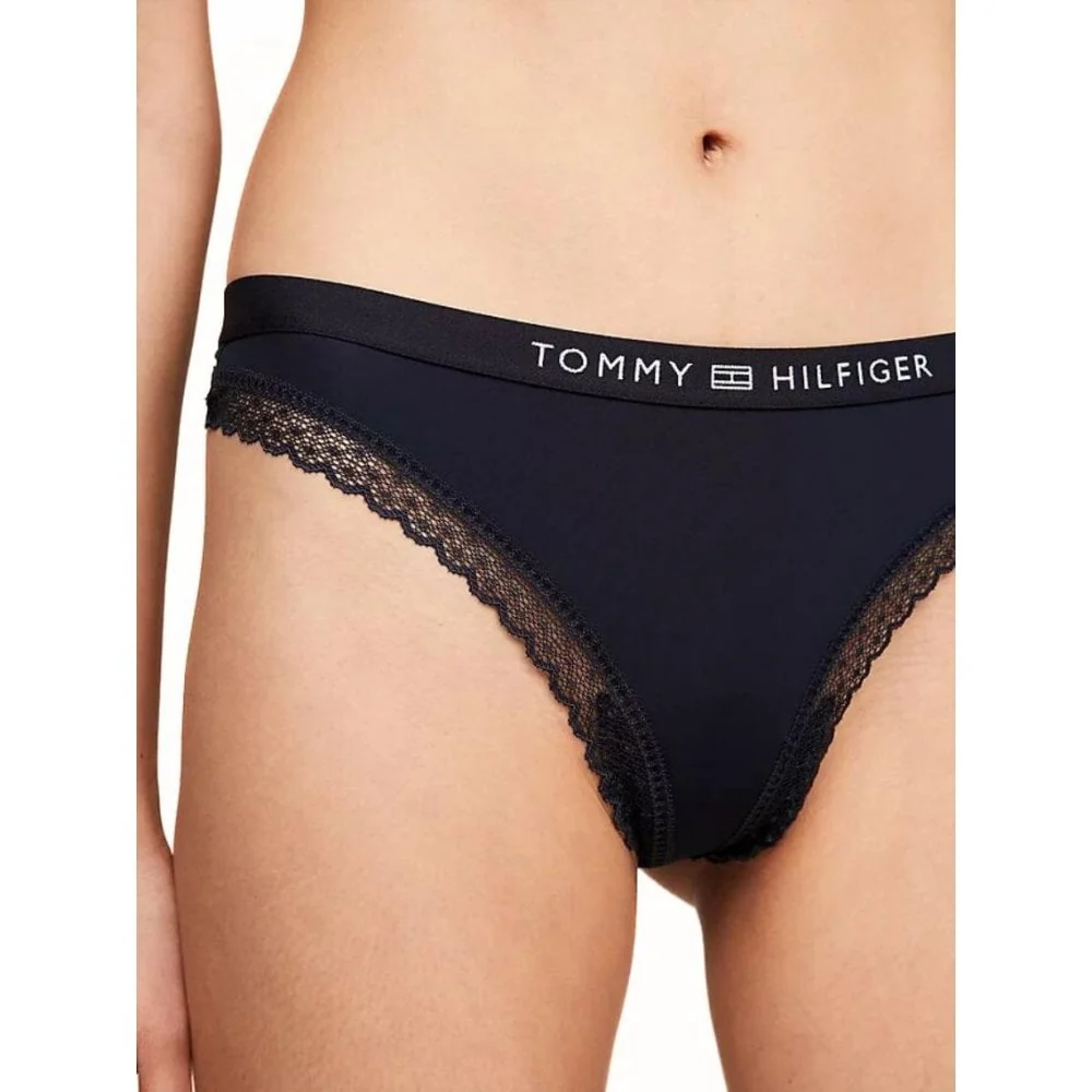 TH Tonal Logo Lace Thong, Navy - Image 2