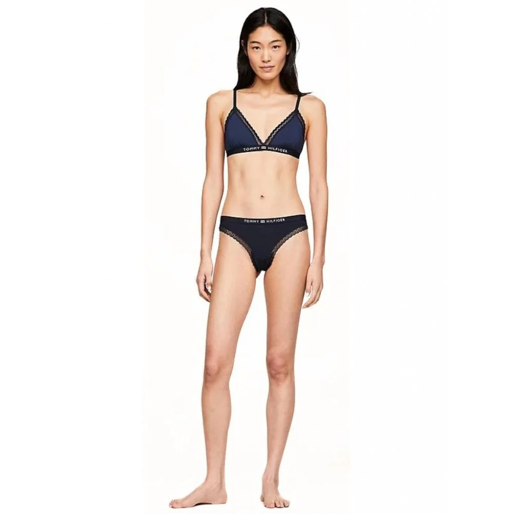 TH Tonal Logo Lace Thong, Navy - Image 5