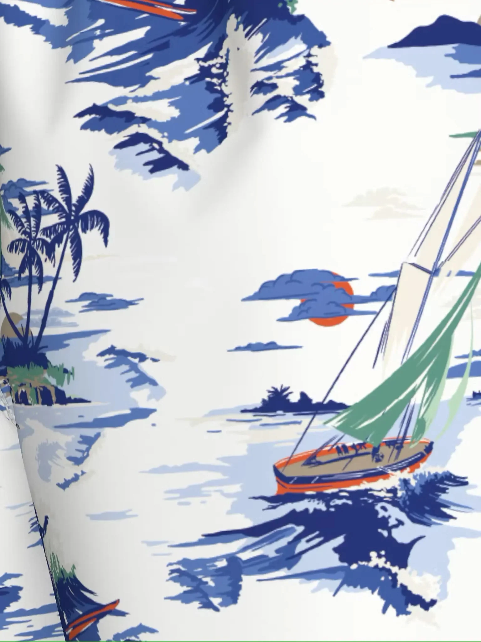 Tropical Conversational Print Swim Shorts, White/blue - Image 2