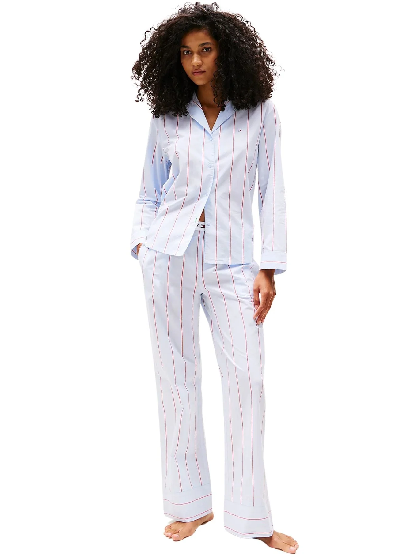 Heritage Stripe Woven Poplin Pyjama Shirt, Sweet Blue - Image 4