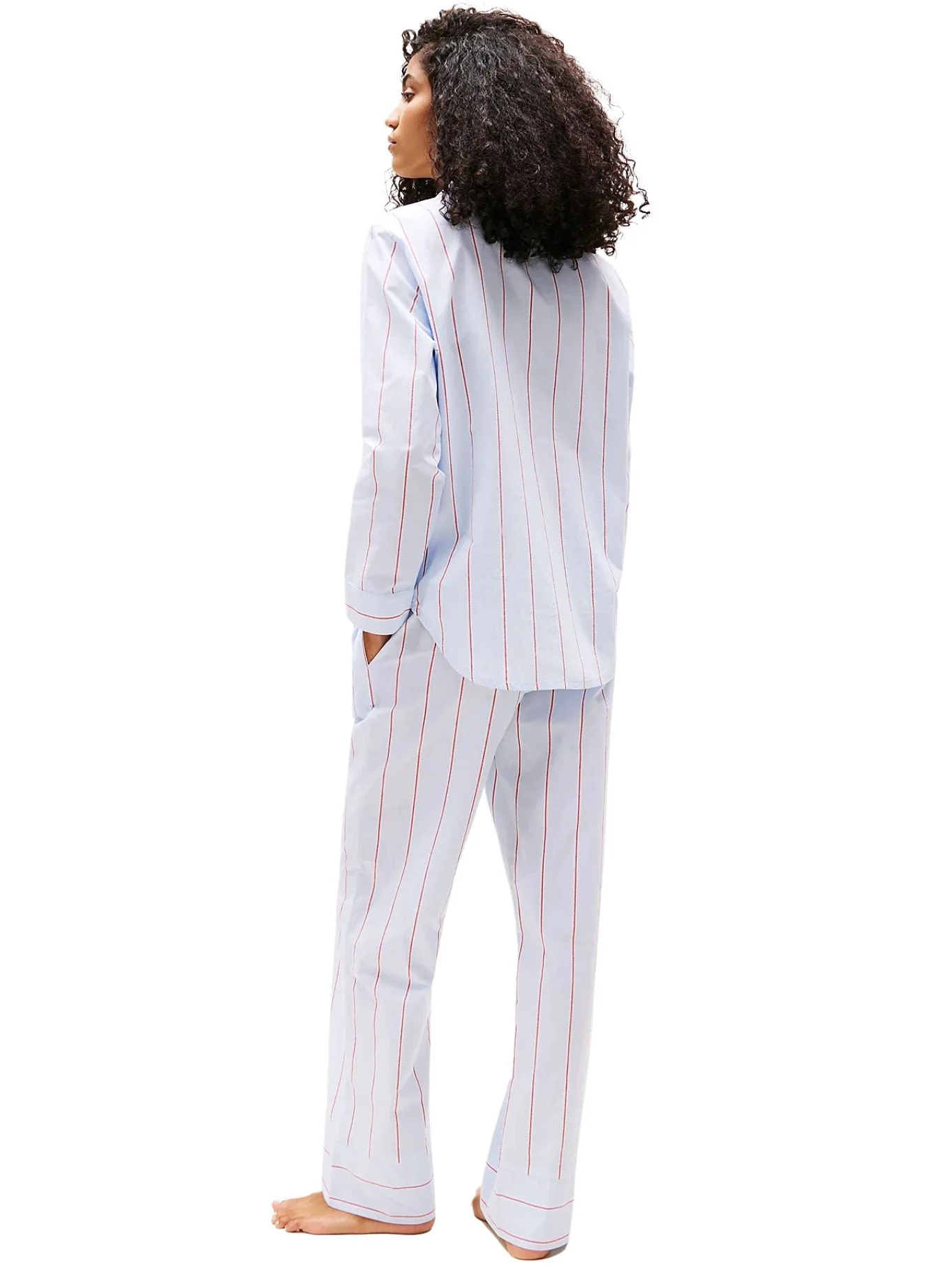 Heritage Stripe Woven Poplin Pyjama Shirt, Sweet Blue - Image 5