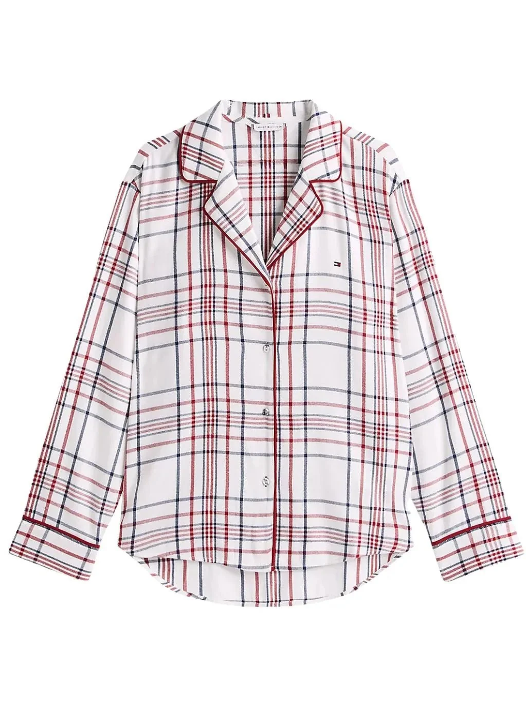 Women Plaid Check Flannel Pyjamas & Slippers Gift Set, Ivory Silk - Image 3