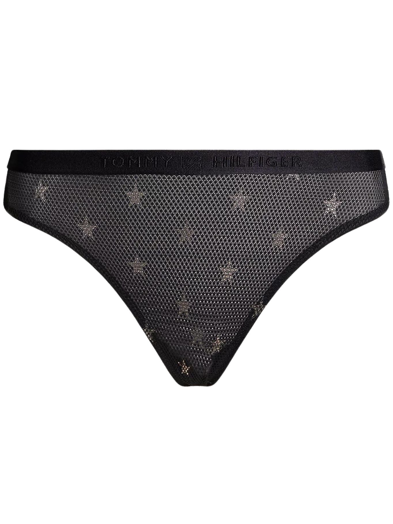 Silver Stars Lace Thong, Black