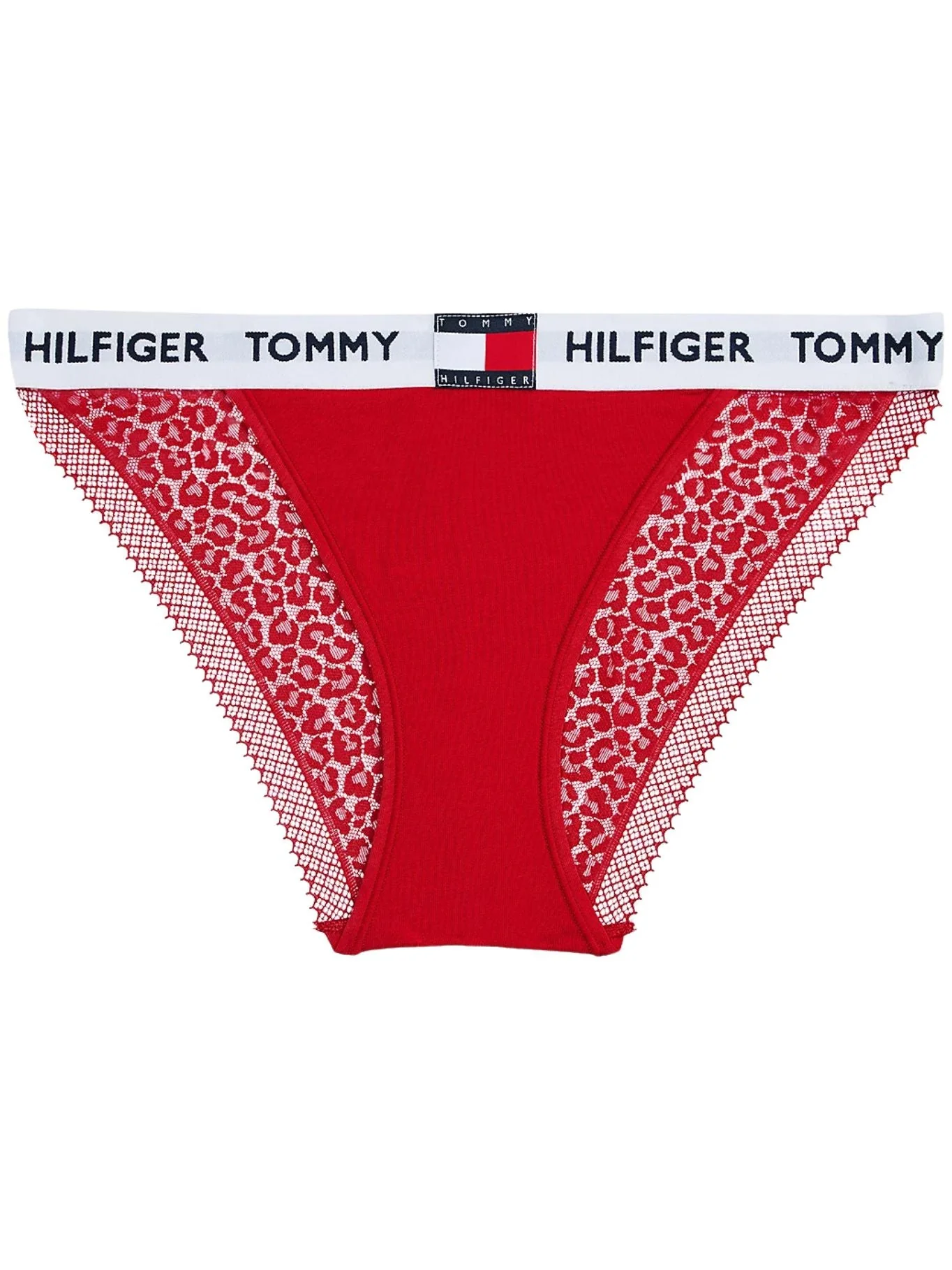 Heritage Logo Lace Tanga Bikini Brief, Red