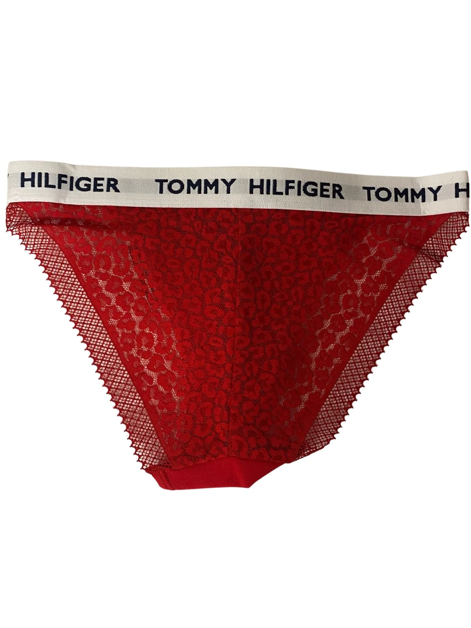 Heritage Logo Lace Tanga Bikini Brief, Red - Image 8