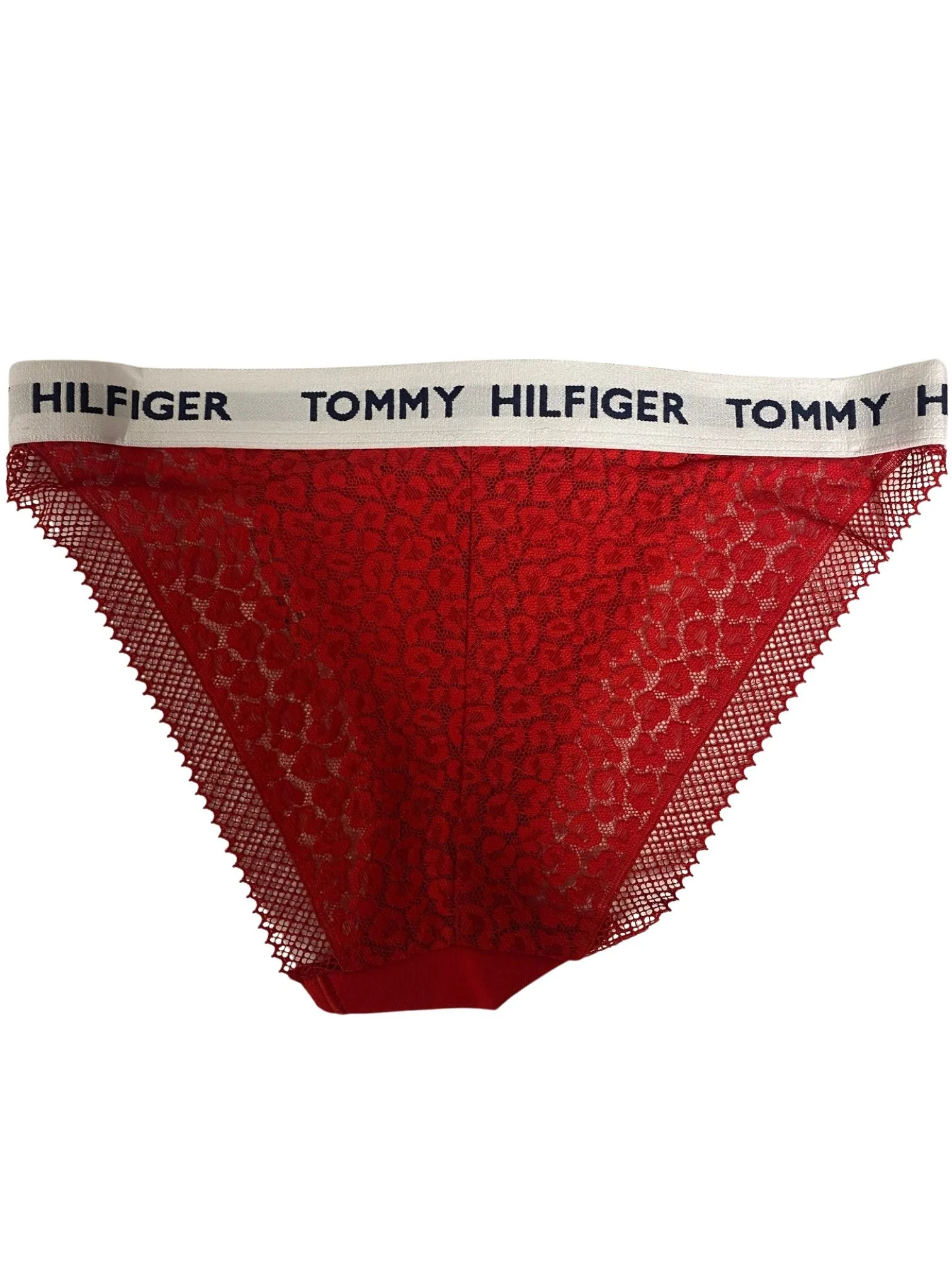 Heritage Logo Lace Tanga Bikini Brief, Red - Image 9