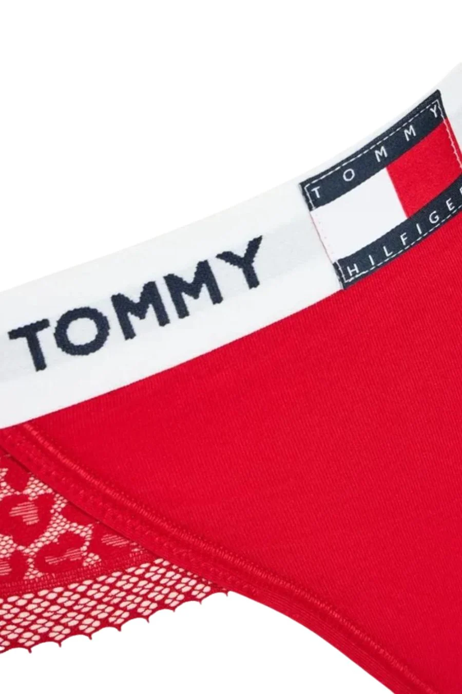 Heritage Logo Lace Thong, Red - Image 3