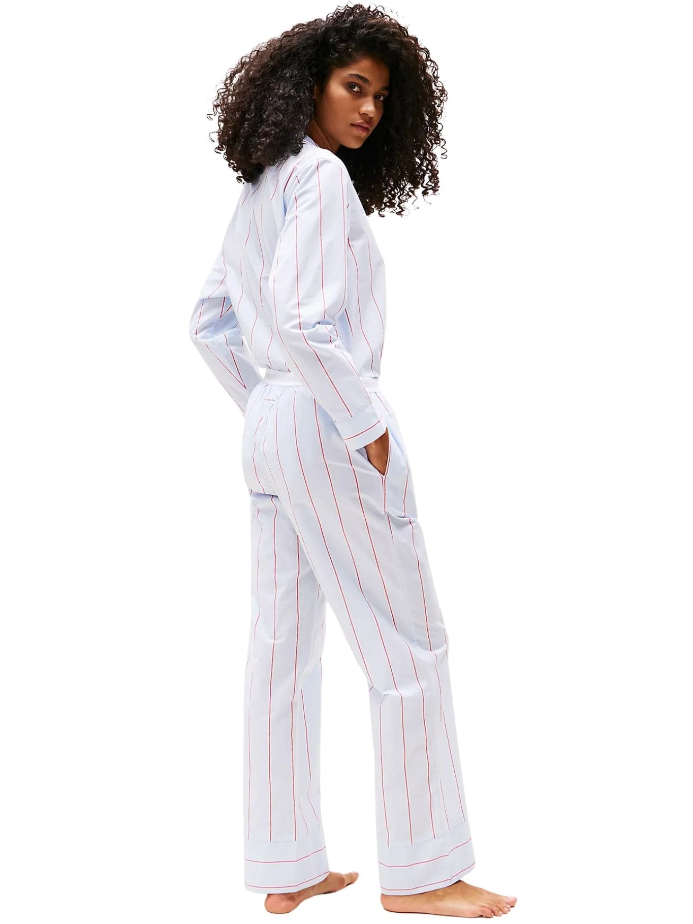 Heritage Stripe Woven Poplin Pyjama Bottoms, Sweet Blue - Image 5