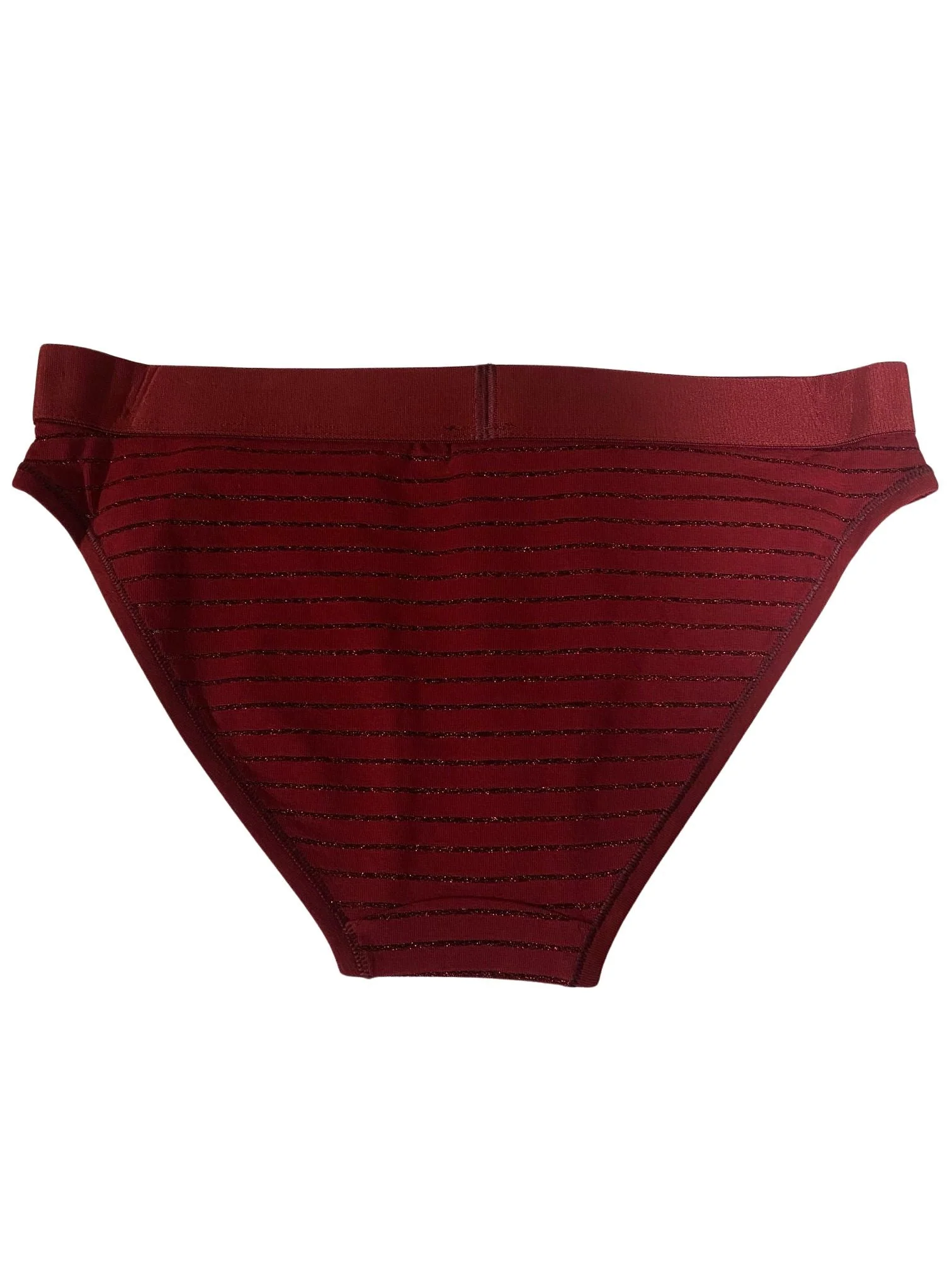 Lurex Pinstripe Bikini Brief, Deep Rouge - Image 3