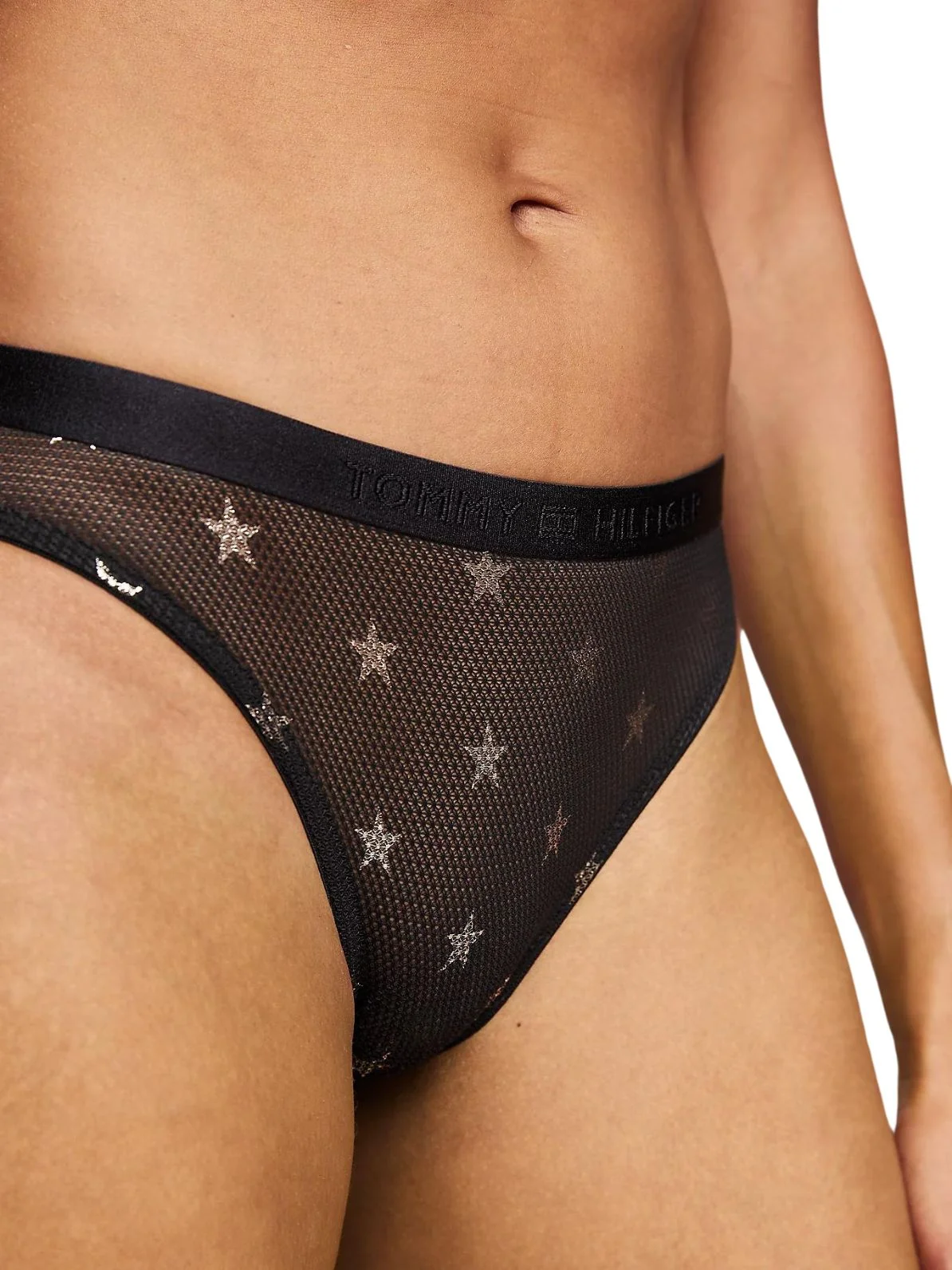 Silver Stars Lace Bikini Brief, Black - Image 2