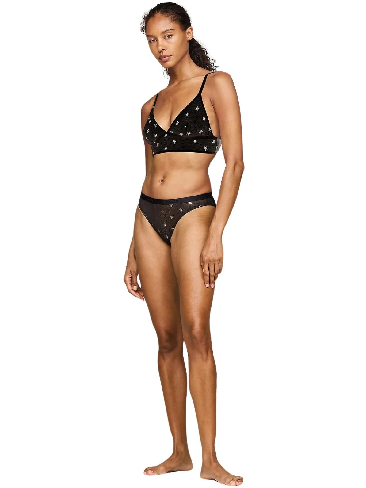 Silver Stars Lace Bikini Brief, Black - Image 5